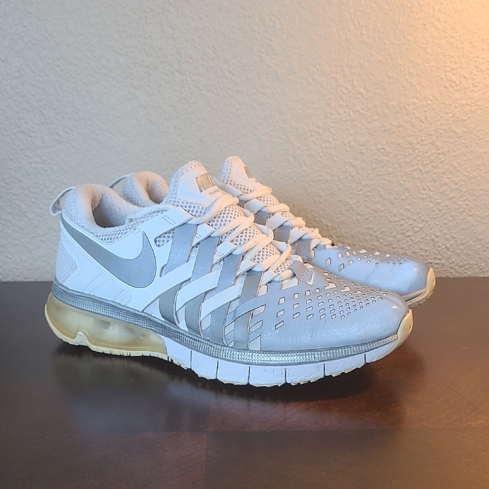 Men's Nike Training White and Silver Athletic Shoes
